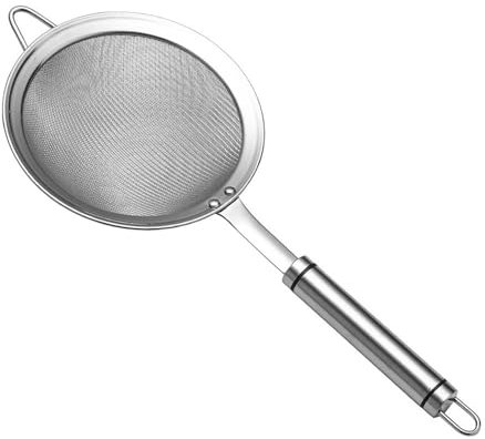 TJLVYCNB Colador de Acero Inoxidable, Embudo for freír en el hogar, escurridor de harina, tamiz, Leche de Soja, separación de residuos, Red filtrante(28x10cm)