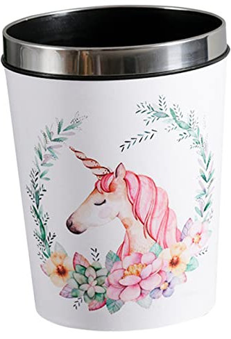 Ciieeo Cartoon Unicorn Waste Bin 12l Reusable Plastic Garbage Container Stylish Marble Texture Trash Can