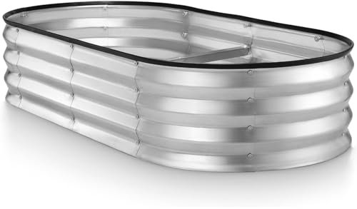 HEYOUTH Letto per Orto Rialzato,Letto da Giardino in Acciaio Zincato, Cassoni orto,Letto per Orto Rialzato con Fondo Aperto,Portapiante da Giardino per Fiori ed Erbe Aromatiche (180 * 60 * 30CM)