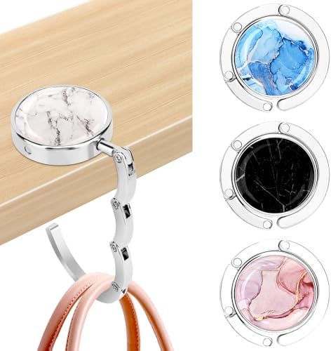 Zikenis Soporte de bolsillo para mesa, 4 ganchos para bolsos de mesa, ganchos plegables antideslizantes, para bolsos en el escritorio, restaurante, juego de ganchos para bolsos