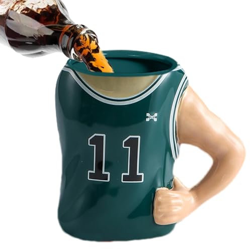 Taza de camiseta de baloncesto, taza de café de baloncesto, taza de café deportiva única para fanáticos del baloncesto, jugadores y coleccionistas, regalo (5.51 x 3.54 x 6.89 pulgadas) (rojo, amarillo