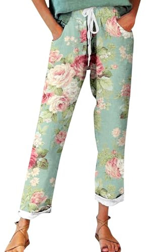 Angebot des Tages Sommerhose Damen Leicht, Leinenhose Damen Sommer Große Größen, Bequeme Freizeithose Lang Linen Pants High Waist Stoffhose Leinen Hosen Damen Hosen Jeans Sale Warehouse Deals