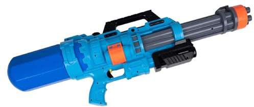 Große Pumpgun Wasserpistole mit extra großem Tank, leicht befüllbar, bis zu 6 Meter Reichweite, Rutschfester Griff, ergonomisch geformt, Vol. ca. 1500 ml, (L) ca. 68 cm (Blau)