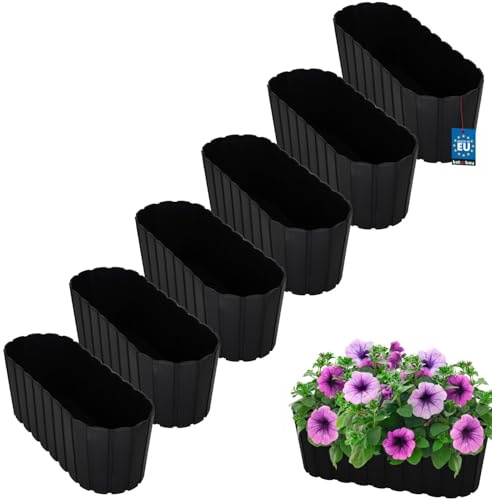 KOTARBAU® 6 pcs Jardinière Exterieur - Plastique - 40 x 13 x 13 cm - Anthracite - Pot De Fleur Exterieur - Jardiniere Balcon - Rustique - Rectangulaire - Grand Cache-Pot