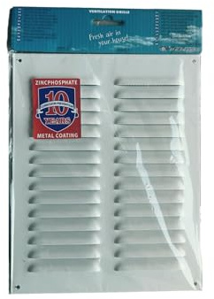 Lüftungsgitter 200 x 252 mm aus pulverbeschichtetem Stahl mit Insektenschutz – weiß, flache Abdeckung für Wand & Decke, Innen & Außen, Zuluft/Abluft, langlebig & rostfrei