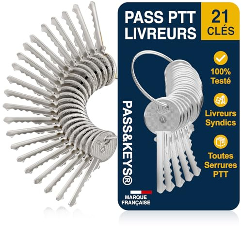 Trousseau Complet 21 Clés PTT A à U. Serrures Boîtes aux Lettres & Halls d'Immeuble | Marque Française - SAV en France