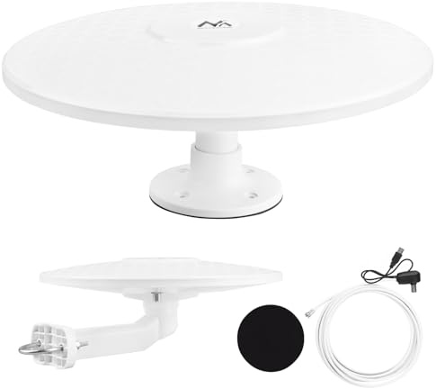Aktive TV-Antenne DVB-T2 HEVC Maclean MCTV-102/3/4 | omnidirektionaler LTE-Filterverstärker 360 Grad kompakt mobil (Weiß MCTV-104, Camper, USB 5V 30mA DC)