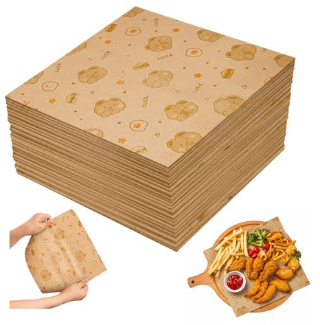 HMCEY 100 Blätter Backpapier Bedruckt 25 X 25 CM,Brotpapier Zeitungsoptik,Butterpapier,Sandwich Papier Wrap,Käsepapier,Einschlagpapier Lebensmittel,Frischhaltepapier für Pommes, Kuchen, Hamburger