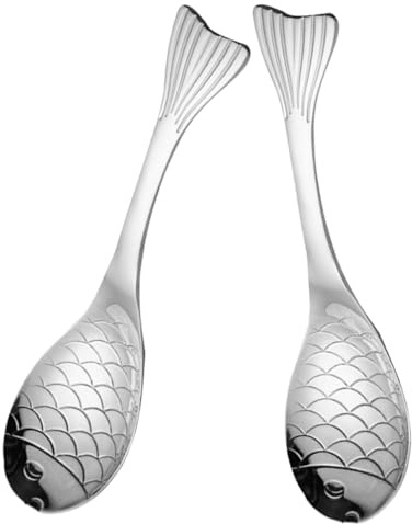 NESTINGHO 2 Stück Fischförmige Küchenlöffel aus Edelstahl Vielseitig zum Servieren von Suppe und Brei Stilvolles und Schlichtes Design für Küche