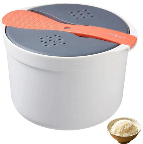 Microwave Rice Cooker, Microwave Steamer for Rice and Pasta, Efficient Microwave Rice Steamer and Vegetable Cooker, 2 Litre Capacity in Vibrant