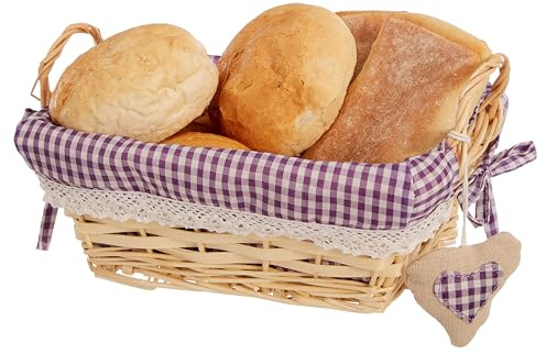 Premier Housewares Rectangle Willow Basket with Gingham Lining - Purple