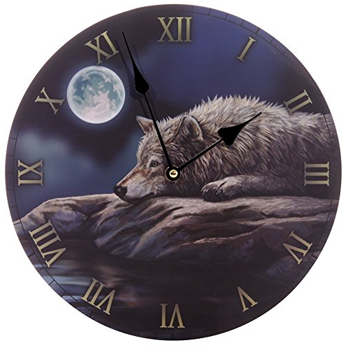 Puckator Lisa Parker Quiet Reflection Wolf Picture Clock - Wall Clock Clocks - Mens Cute Cool Preppy Home Gaming Room Bedroom Office Decor Decoration - Asthetic Accessories Stuff Men Things