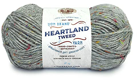 Lion Brand Yarn Heartland Yarn, Worsted-Weight Yarn for Knitting, Crocheting, and Crafting, 1 Pack, Mount Rainier Tweed