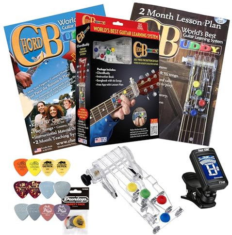 Chord Buddy Gitarre Learning System mit True Tune Chromatisches Stimmgerät & Fender Picks Paket