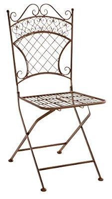 CLP Eisen-Klappstuhl Adelar im nostalgischen Design I Klappbarer Gartenstuhl mit edlen Verzierungen I erhältlich, Farbe:antik braun