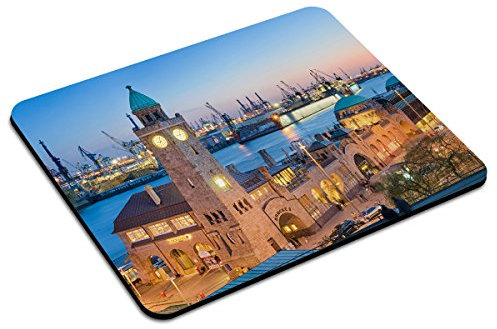 PhotoFancy - Mousepad Hamburg - Städte-Mauspad mit Motiv Landungsbrücken mit Hafen