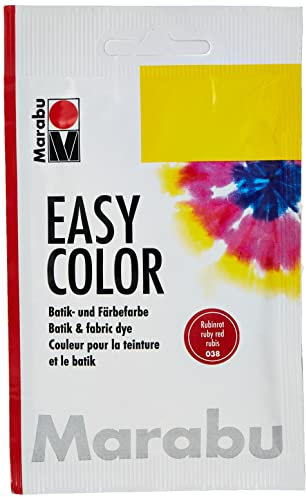 Marabu 17350022038 - Easy Color rubinrot, 25 g Batik- und Handfärbefarbe für Baumwolle, Leinen, Seide und Mischgewebe, handwaschbar bis 30°C, sehr gute Lichtechtheit, nicht kochecht