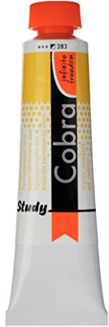 Cobra Color al óleo mezclable con agua Study - Tubo de 40 ml - Amarillo permanente claro 283 - Semiopaco - Excelente resistencia a la luz - Pintura al óleo sin disolventes