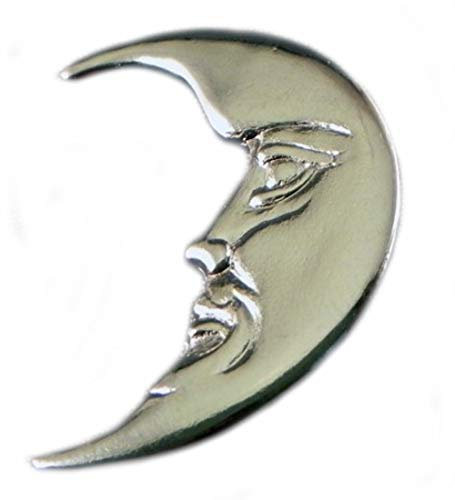 Metall Emaille Brosche Mann im Mond (chrom)