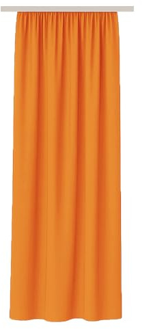 Bestlivings Vorhang Blickdicht Aber Lichtdurchlässig (140x245cm / 1 Stück) Gardine Uni (Orange) mit Kräuselband/Universalband, Dekoschal für Fenster, Balkon - Dekorativer Gardinenschal