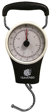 GoGreen Power (TR1300BK) Analoge Gepäckwaage mit Haken, analoge Waage für Gepäck mit integriertem Maßband, wiegt Gepäck bis zu 36,28 kg, Schwarz