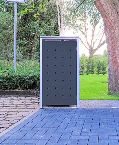 Srm-Design 1 Mülltonnenbox Modell No.1 Anthrazitgrau für 120 Liter Mülltonnen/witterungsbeständig durch Pulverbeschichtung/mit Klappdeckel und Fronttür