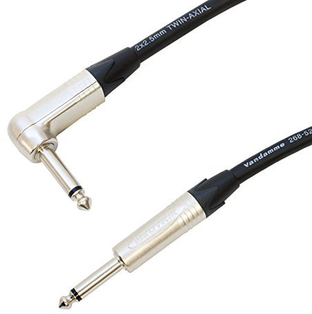 TOUR GRADE Angled Jack to Jack Speaker Lead. Van Damme Cable. Guitar Amp/Head (10m)