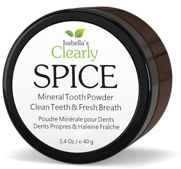 Clearly SPICE Natürliches Remineralisierendes Zahnpulver für gesunde Zähne und Zahnfleisch, empfindliche Zähne, Anti-Hohlraum-Whitening Fluoridfreie Zahnpasta (Orange Zimt) (40g)