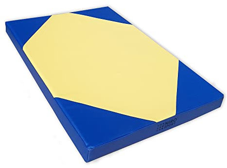 NiroSport Turnmatte 100 x 70 Gelb/Blau Weichbodenmatte Gymnastikmatte