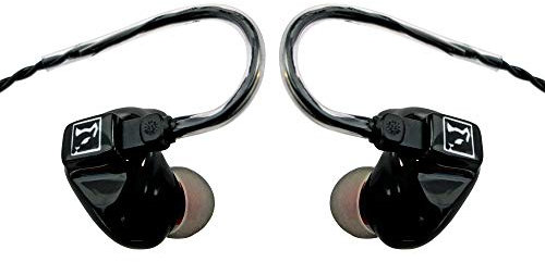HÖRLUCHS® HL4210 In-Ear Kopfhörer, 2-Wege Treiber bassbetont, Smart Surface Universal Design mit 2-Pin-Wechselkabel, verschiedene Domes und Filter - Schwarz