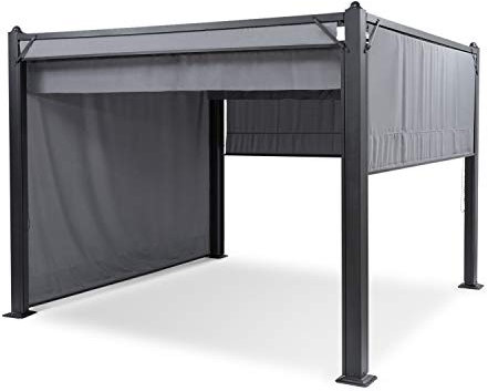 Blumfeldt Pergola Aluminium Polycarbonate 3x3m, Pergola Terrasse, Hydrofuge, Tonnelle de Jardin avec Côtés, Kit Pergola en Métal avec Cadre en Aluminium, Protection UV, Toit et Côtés en Polyester