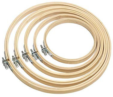 Stickrahmen Nähen,5 Pack Bambus Kreuzstich Set Verstellbare Stickerei Hoop Ringe Runden Holzrahmen für Kunst Handwerk Nähen Needlecraft DIY 5 Größen