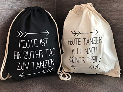 ElliGa B-Ware! Turnbeutel JGA Rucksack für Junggesellinnenabschied tanzen Bridal Party Bachelorette (5er Set (4xMädels+1xBrautnaturbeige))