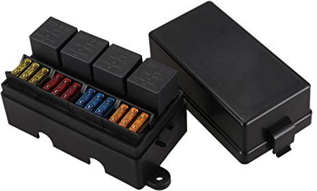 Glossia 12 Way Blade Sicherungshalter Box mit Flachstecker und Sicherung 4PCS 4Pin 12V 40A Relais für Auto-LKW-Anh？Nger und Boot