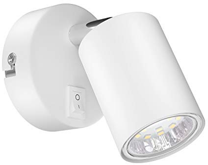 ledscom.de Wandspot WAIKA, einflammig, mit Schalter, GU10, weiß matt, inkl. GU10 LED Lampe (warmweiß, 2,339W, 227lm, 110°)
