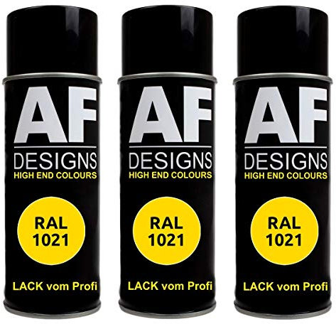 Alex Flittner Designs 3x RAL Lackspray Autolack Buntlack Spraydose RAL1021 RAPSGELB matt
