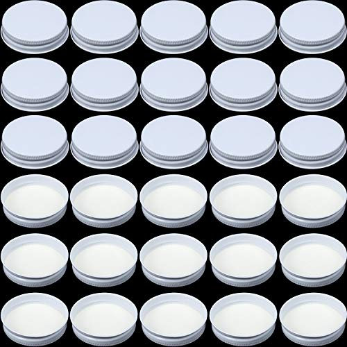 Patelai 38 mm White Growler Caps Lids, Tinplate Metal Screw Caps with White Filling Glue Fits for Most 1/2 and 1 Gallon Jugs(36 Pieces)