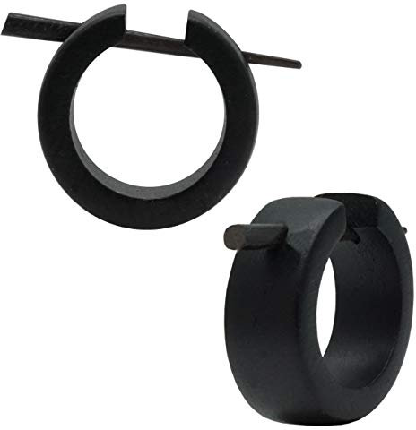 Soul-Cats 1 Paar Holz Creolen mit Stab in schwarz für Damen