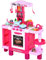 HOMCOM Cuisine pour Enfant Recettes Jeu d'imitation 38 Accessoires Inclus Sons et lumières polypropylène Rose