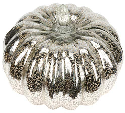 Uonlytech Halloween Kürbis Lampe Glas Führte Neuheit Kürbis Licht Dekorative Kürbis Laterne Halloween Tischplatte Stütze für Thanksgiving Day Herbst Party (Ohne Batterie)