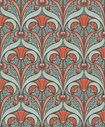 Cressida Liberty-Hope Green / Red Art Deco Wallpaper 670544