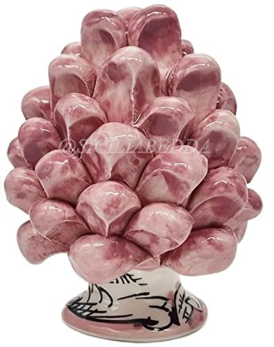 sicilia bedda - Sizilianischer Tannenzapfen mit dekoriertem Fuß - Majolika-Modell - Keramik aus Caltagirone (Höhe 9 x 6, Rosa)