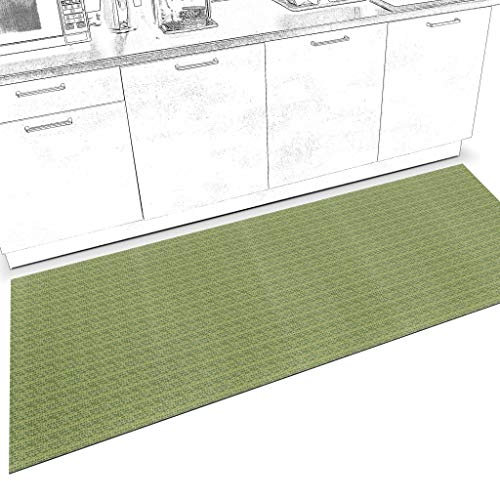 ANRO Läufer Teppich-Läufer Flur Küchenläufer rutschfest waschbar Teppichläufer Küchenteppich anpassbar Itaca Grün 120x67cm bis 5m Länge