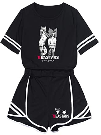 Beastars Sportswear Set Legoshi Cosplay Fashion Harajuku Cropped T-Shirt & Shorts Zweiteiliges Set