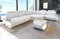 Ledersofa Asti als L Form Sofa in Leder mit Kopfstützen und LED Beleuchtung (Ecke rechts, White)
