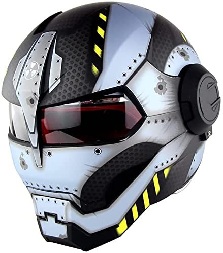 YLFC Motorradhelm Motorrad-Integralhelm Mit Offenem Gesicht, ECE-Zertifizierter Iron Man Transformers-Helm, Hochklappbarer Motorrad-Integralhelm Für Erwachsene, Männer Und Frauen F,M