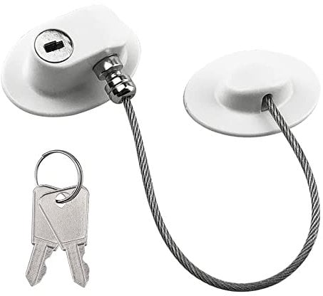 Fridge Locks with 2pcs Keys - Adhesive Refrigerator Door Locks - Child Proof for Cabinet, Cupboard, Drawer, Kitchen
