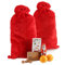 com-four® 2x Edler XL Weihnachtssack aus Plüsch mit roter Kordel - Geschenksack für Weihnachtsgeschenke - Zubehör für Weihnachtsmannkostüm - Weihnachts-Dekoration