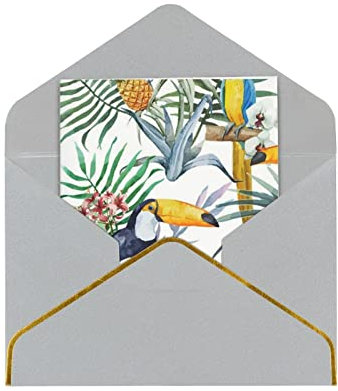 Tropische Blätter Vogel Dankeskarten, Trauerkarten, Geburtstagskarten, Jubiläumskarten, Weihnachtskarten, Urlaubskarten.