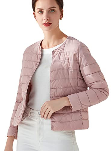 Doudoune Légère Femme Legere Fine Femme Hiver Grande Taille Veste Matelassée Blouson Doudoune Femme Puffer Down Jacket Doudoune Duvet Ultralight Chaude Plume Cintrée Oversize Femme Mi Saison Rose